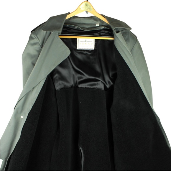 Vintage Towne London Fog Trench Coat Removable Liner Belted 44 Green Pockets - Picture 6 of 15